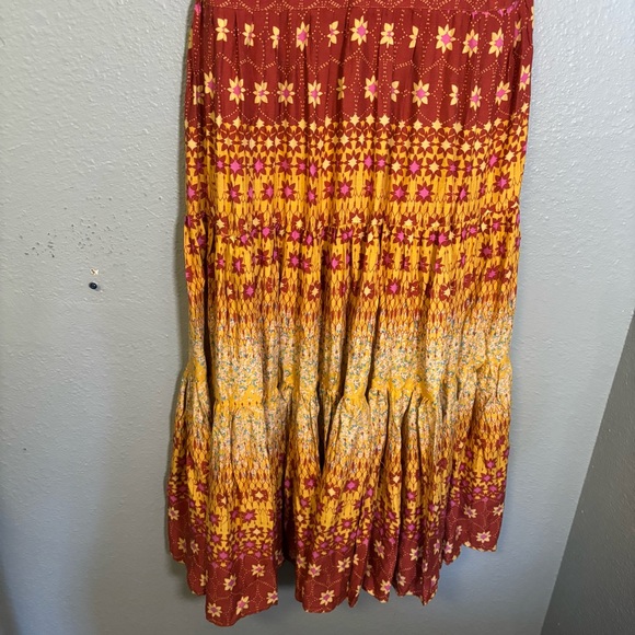 Free People Rare Feeling Red and Yellow Floral Maxi Dress XS Cottagecore Peasant - Picture 11 of 13